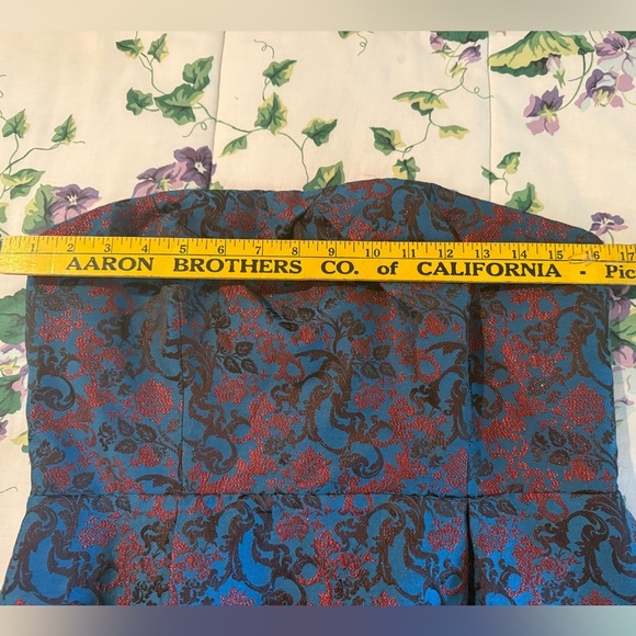 Anthropologie Leifnotes Metallic Brocade Strapless Mini Dress Size 14 - Picture 11 of 13